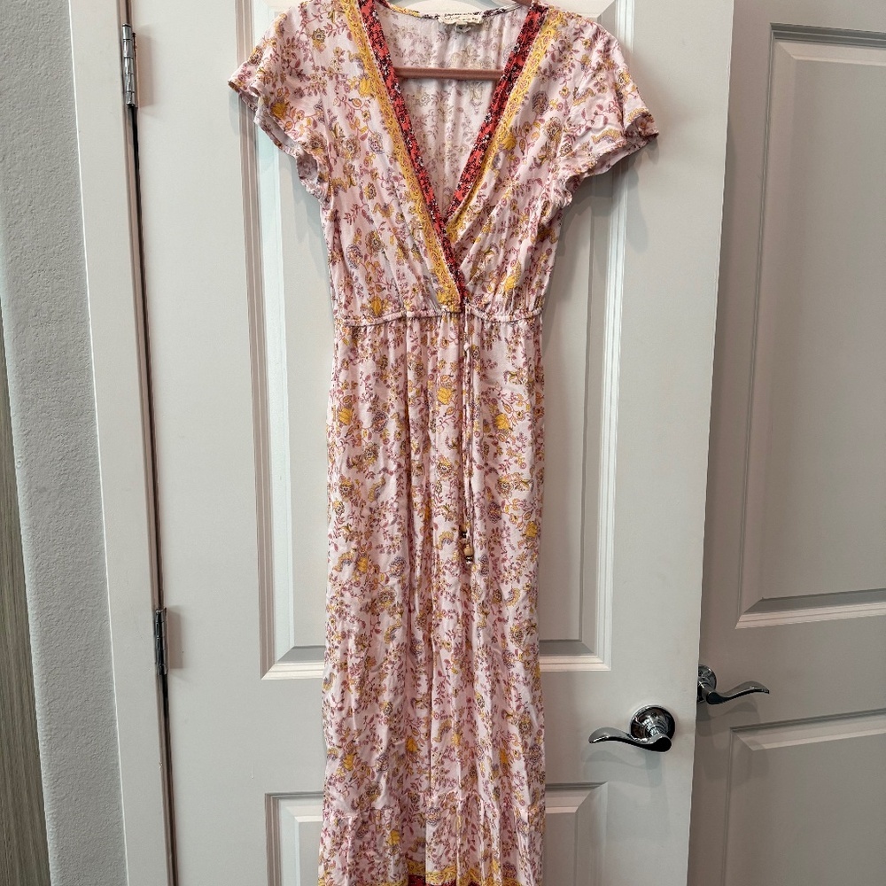 Floral Maxi DressLong Vacation Lilac/Pink V-Neck Womens M